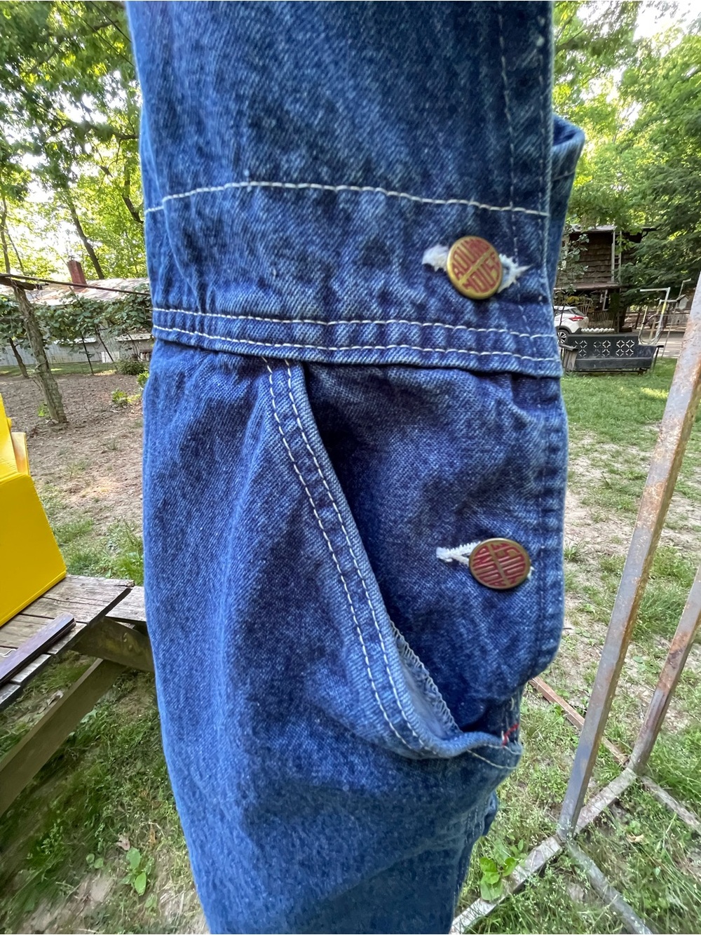 Round House Stone Washed Denim Overalls 42X30 Unisex - Picture 4 of 11